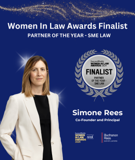 buchanan rees dispute lawyers co-founder simone rees named finalist in lawyers weekly 2024 women in law awards