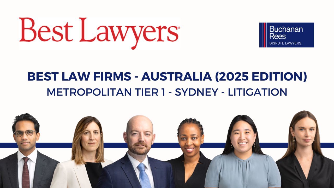 Buchanan Rees Dispute Lawyers recognised in Best Law Firms as Tier 1 for Litigation