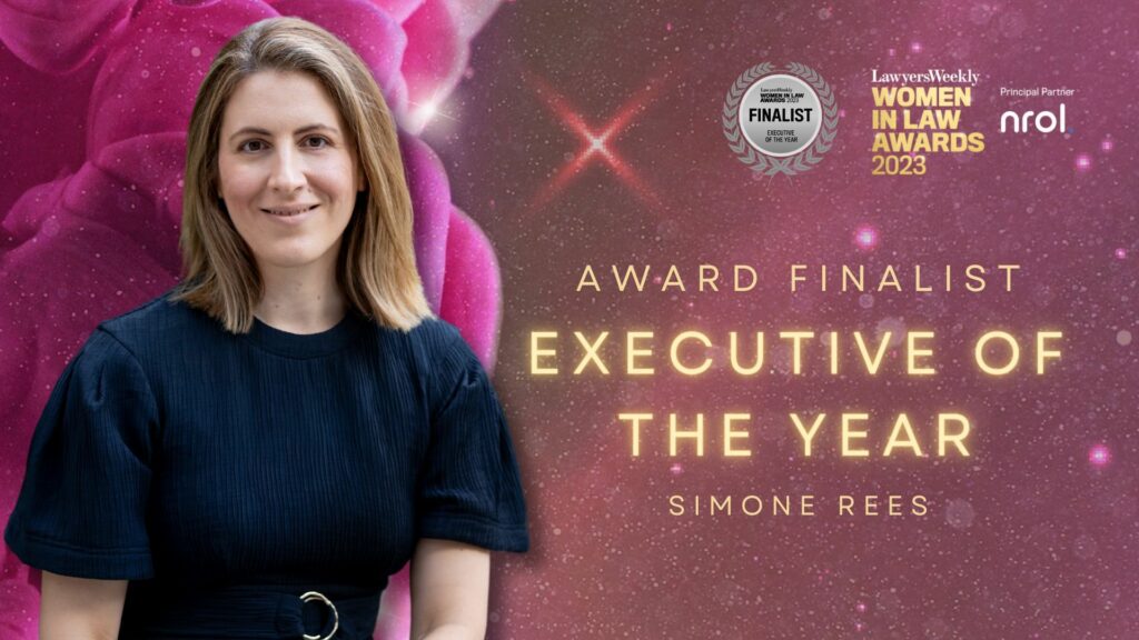 Simone Rees named a finalist in the Lawyers' Weekly Women In Law Awards 2023