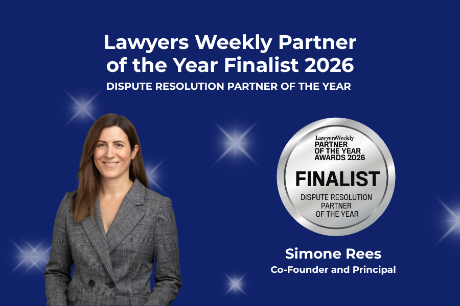 Simone Rees, Co-Founder and Principal at Buchanan Rees Dispute Lawyers, named a finalist for Partner of the Year, Dispute Resolution at the 2026 Lawyers Weekly Awards.