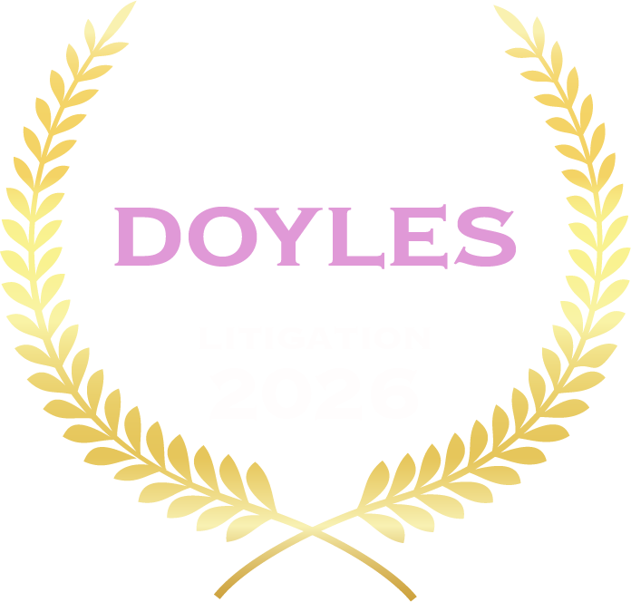 Doyle’s Guide 2026 badge recognising a Recommended lawyer in NSW Commercial Litigation & Dispute Resolution.