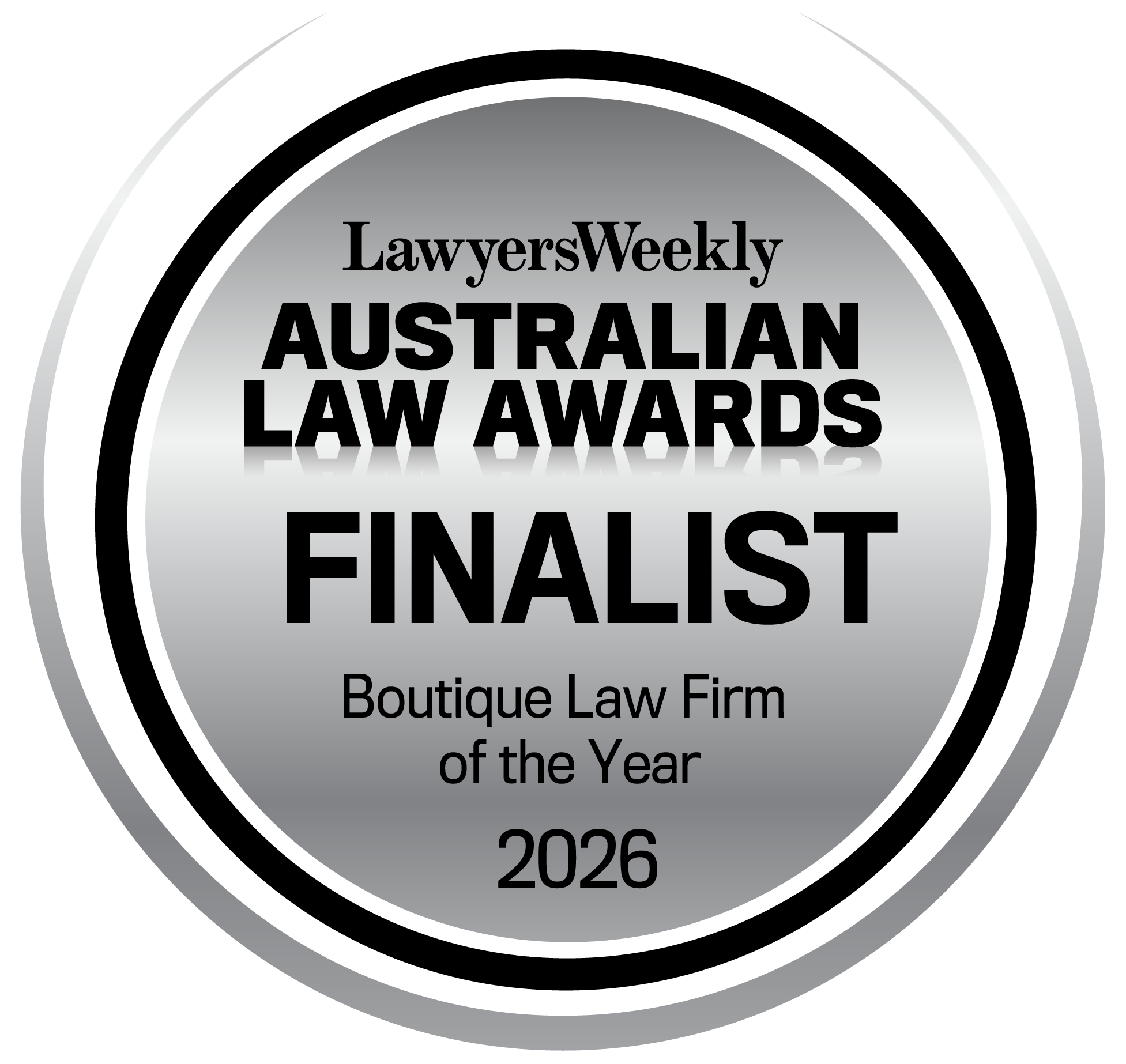 Australian Law Awards 2026 Boutique Law Firm of the Year Finalist badge